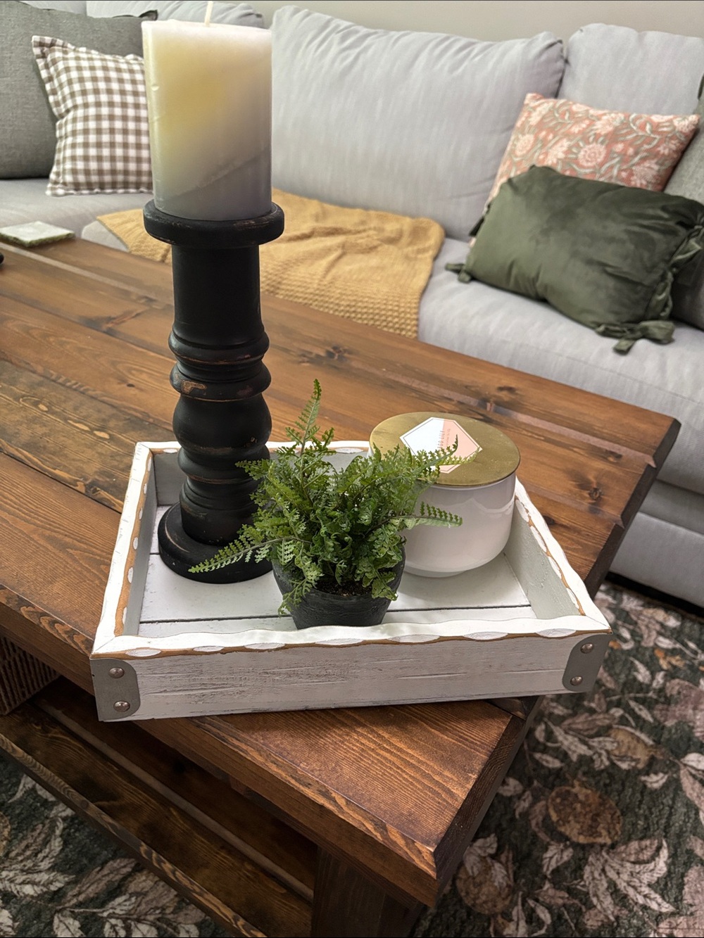 Farmhouse White Wooden Tray